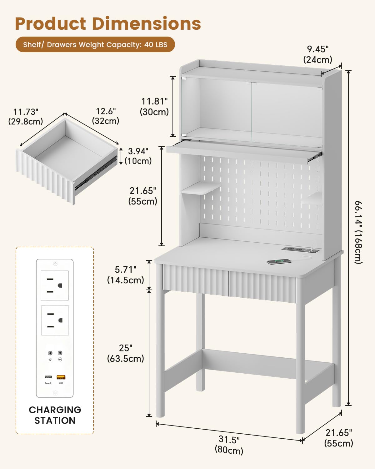 White Desk with Outlets,Small  - Office Furniture Outlet 评论和价格