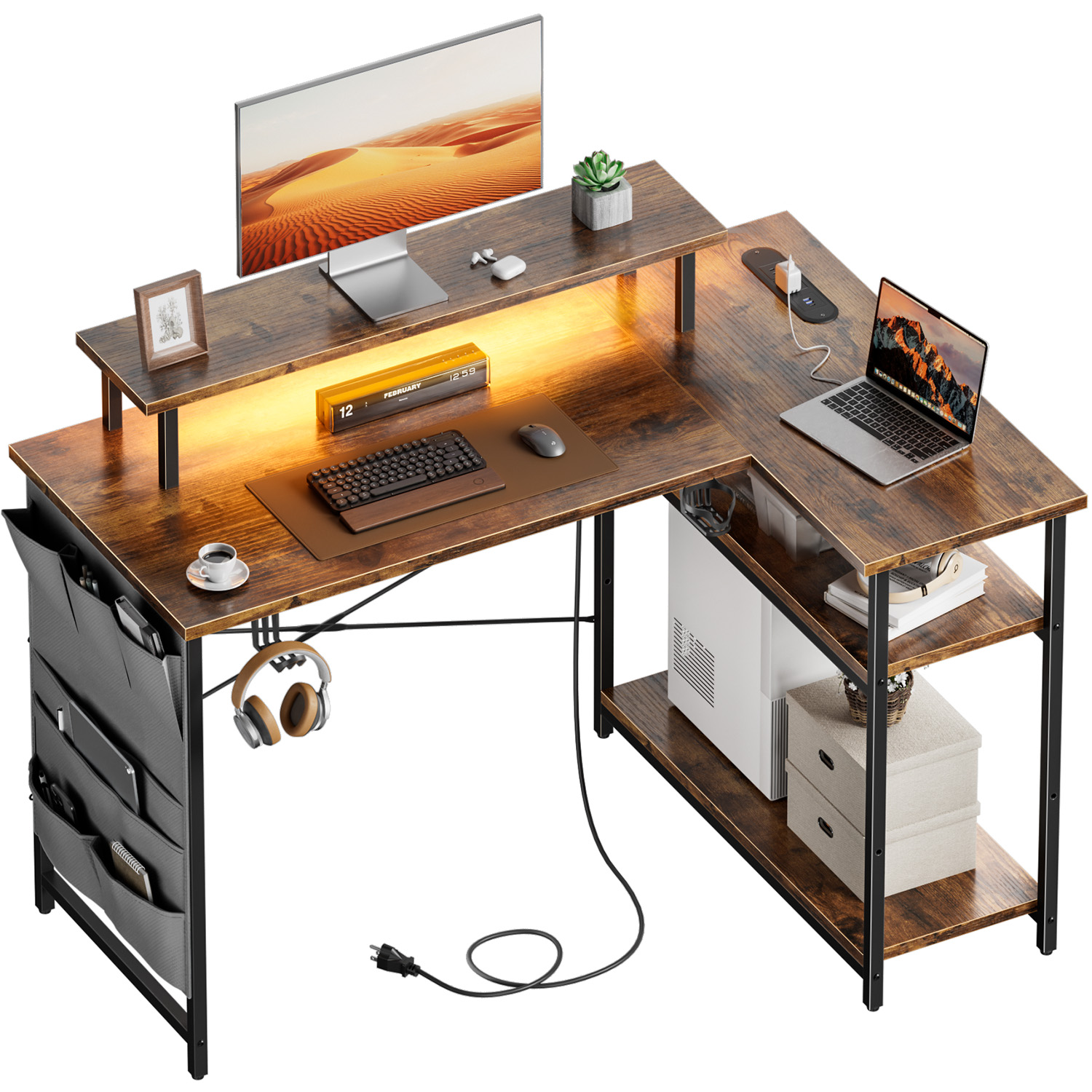 L-Shaped Computer Desk, Featur - Office Furniture Outlet 评论和价格